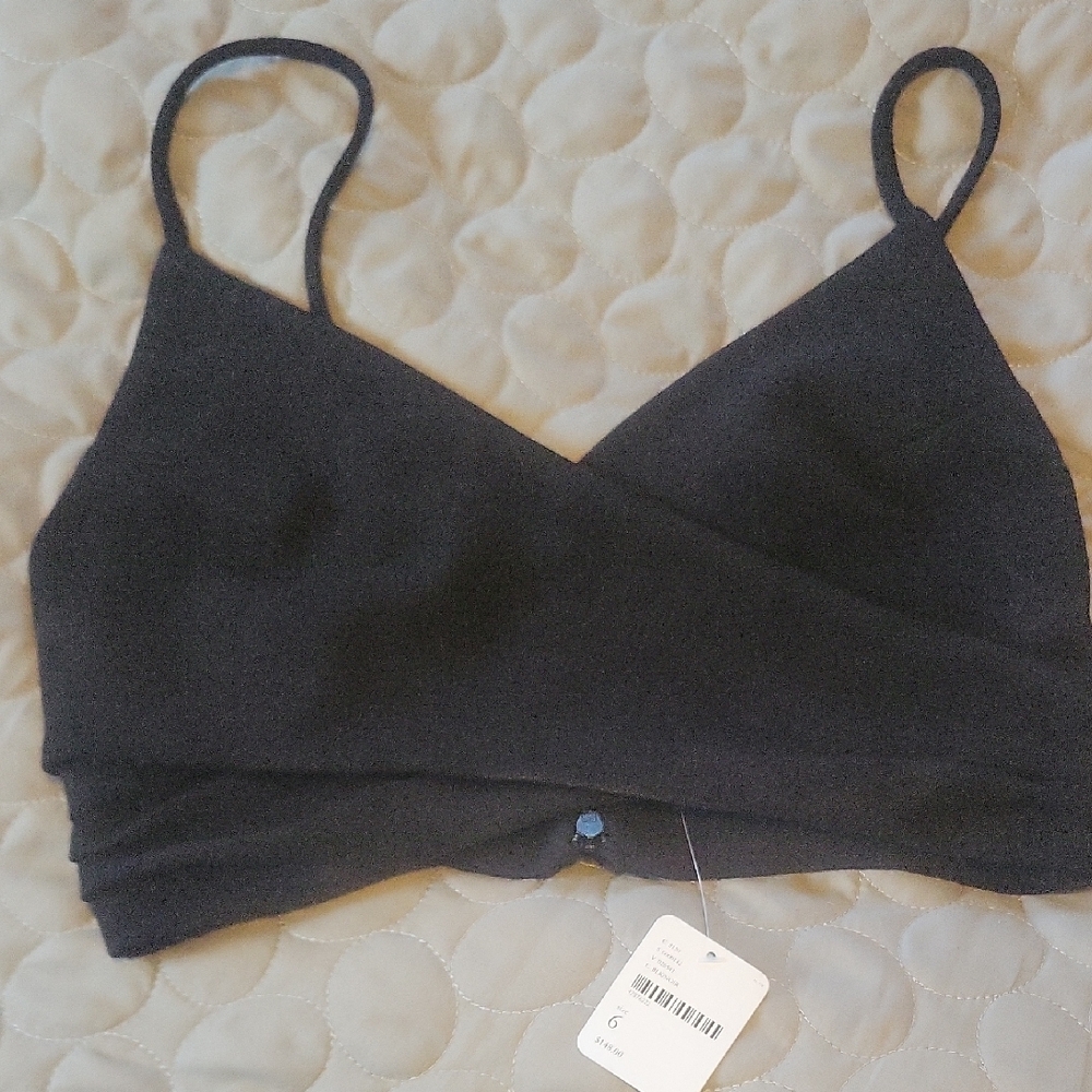 Free People Black Sleeveless Wrap Camisole